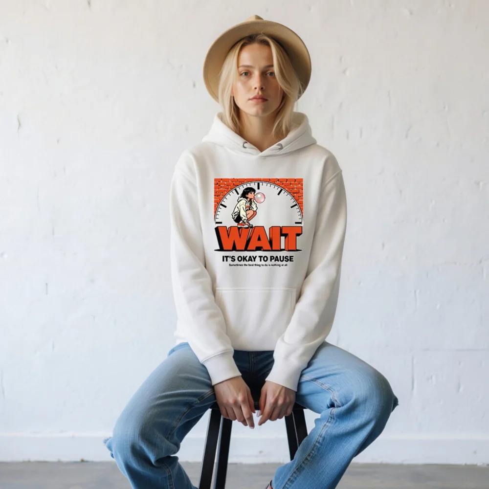 Wait It's Okay to Pause Hoodie – Unisex Premium Pullover - Image 9