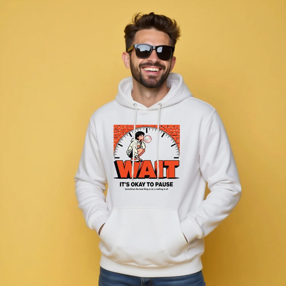 Wait It's Okay to Pause Hoodie – Unisex Premium Pullover - Image 10