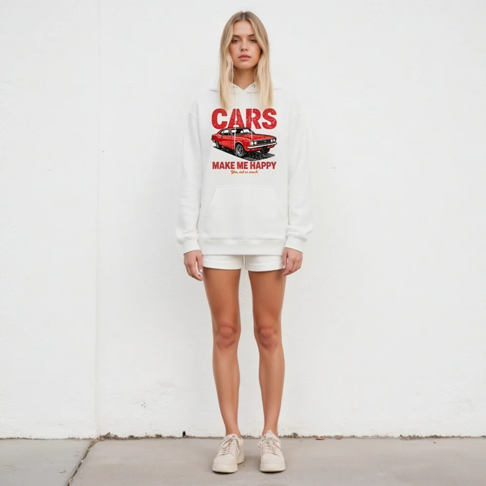 Cars Make Me Happy Hoodie – Unisex Premium Pullover Sweatshirt - Image 5