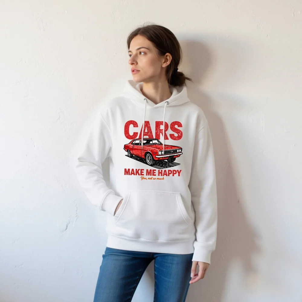 Cars Make Me Happy Hoodie – Unisex Premium Pullover Sweatshirt - Image 6