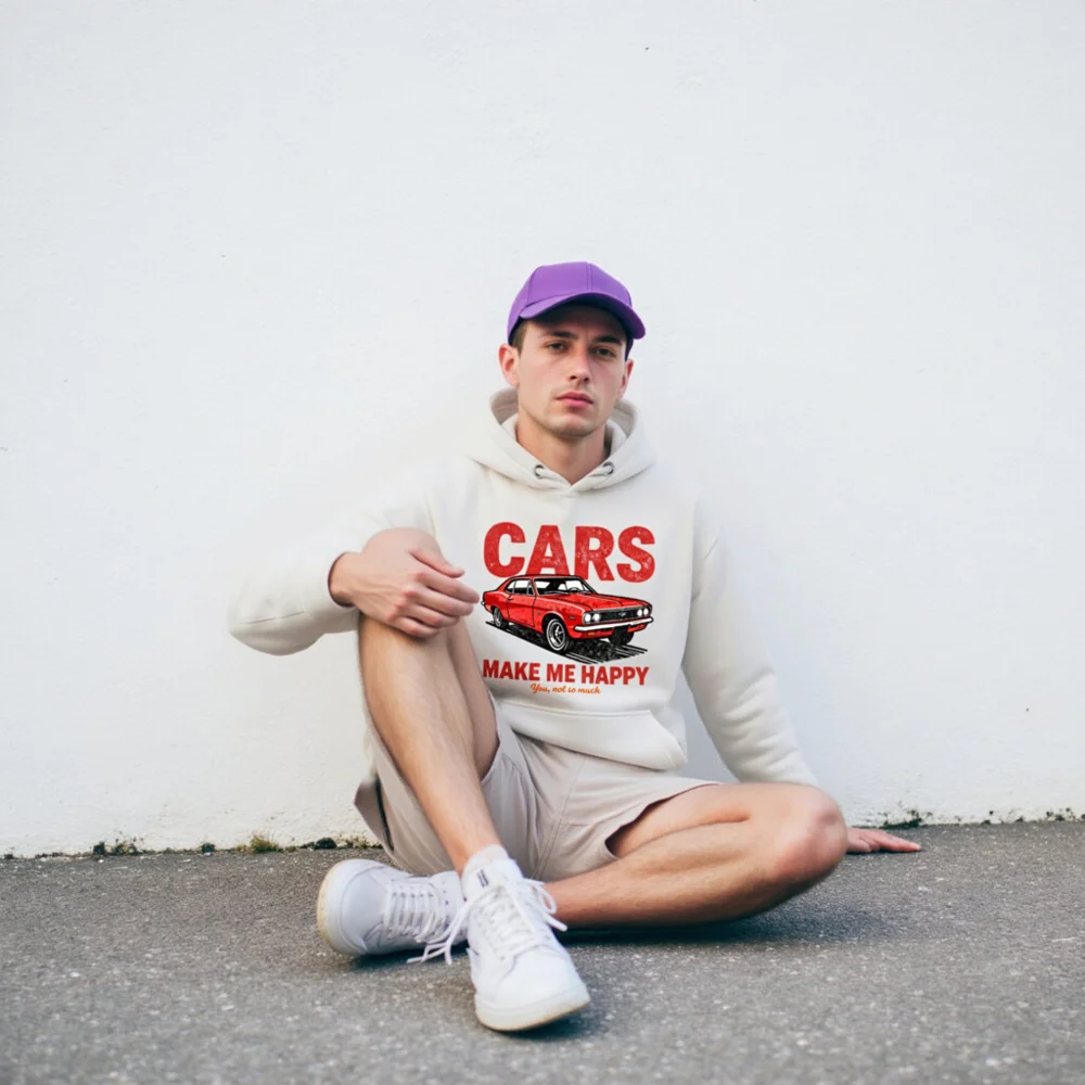 Cars Make Me Happy Hoodie – Unisex Premium Pullover Sweatshirt - Image 8