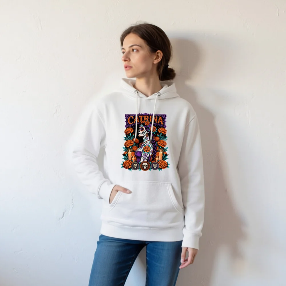 Catrina Day of the Dead Hoodie – Unisex Premium Pullover - Image 6