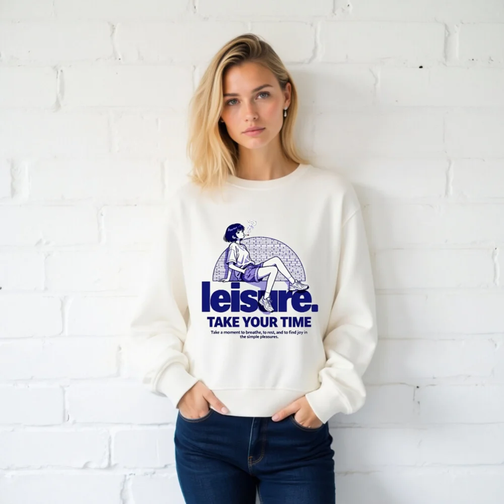 Leisure Unisex Organic Cotton Sweatshirt – Take Your Time - Image 2