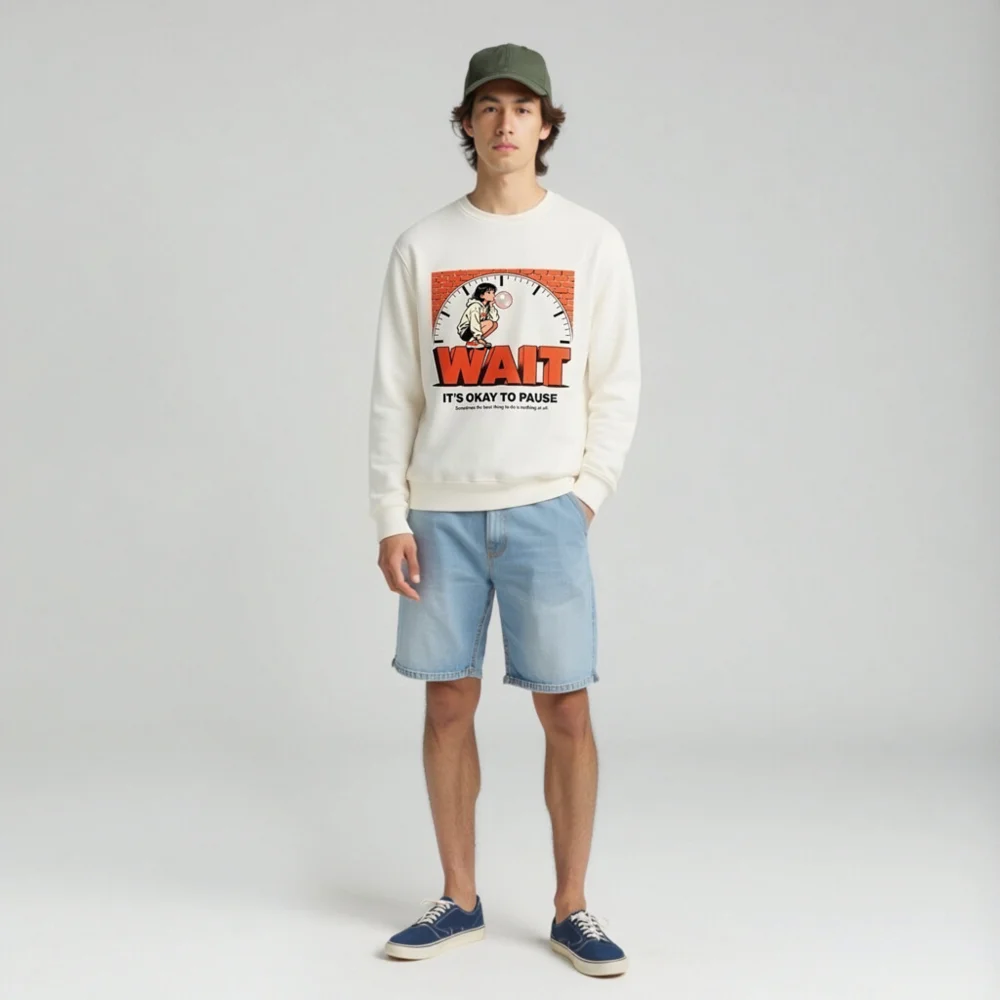 Unisex Organic Sweatshirt – 'Wait' Graphic Hoodie for Mindful Pauses - Image 3