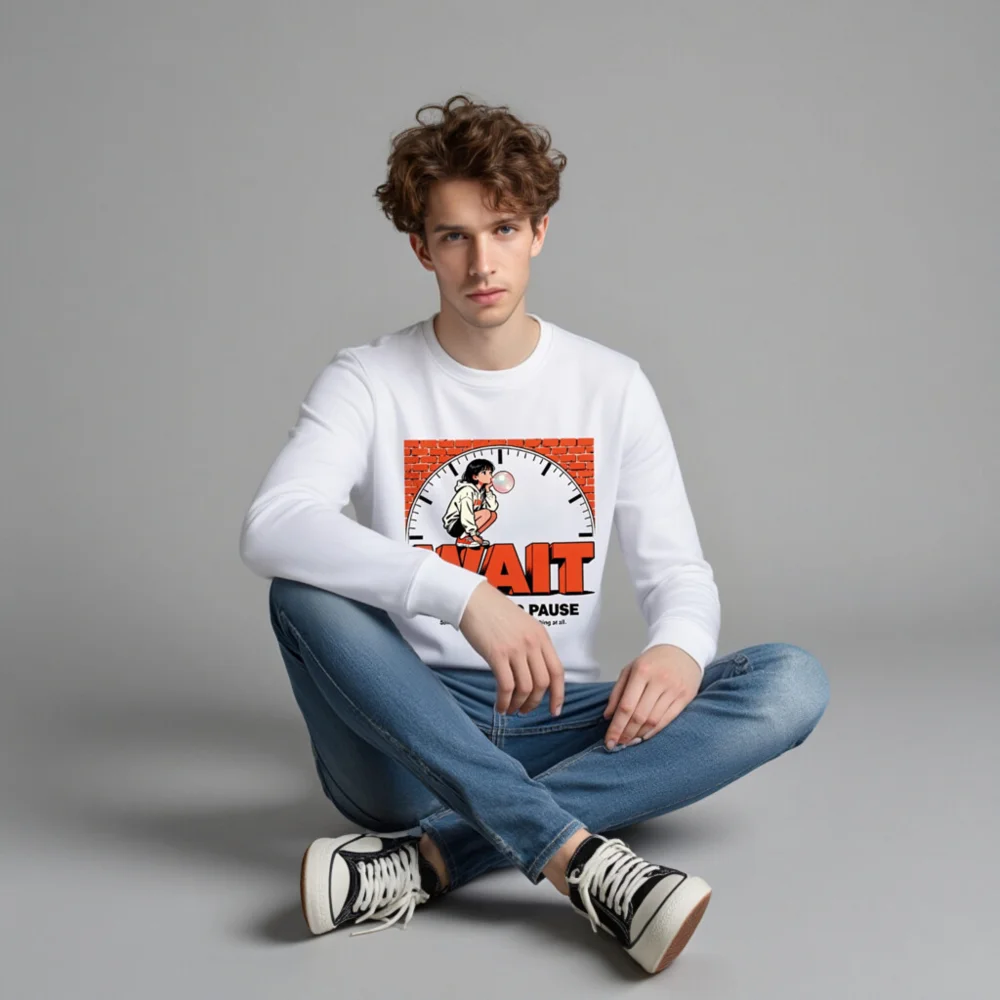 Unisex Organic Sweatshirt – 'Wait' Graphic Hoodie for Mindful Pauses - Image 4