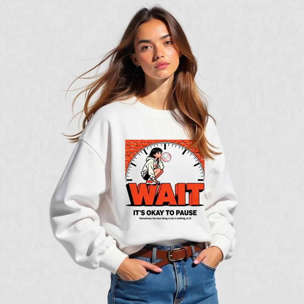Unisex Organic Sweatshirt – 'Wait' Graphic Hoodie for Mindful Pauses - Image 5