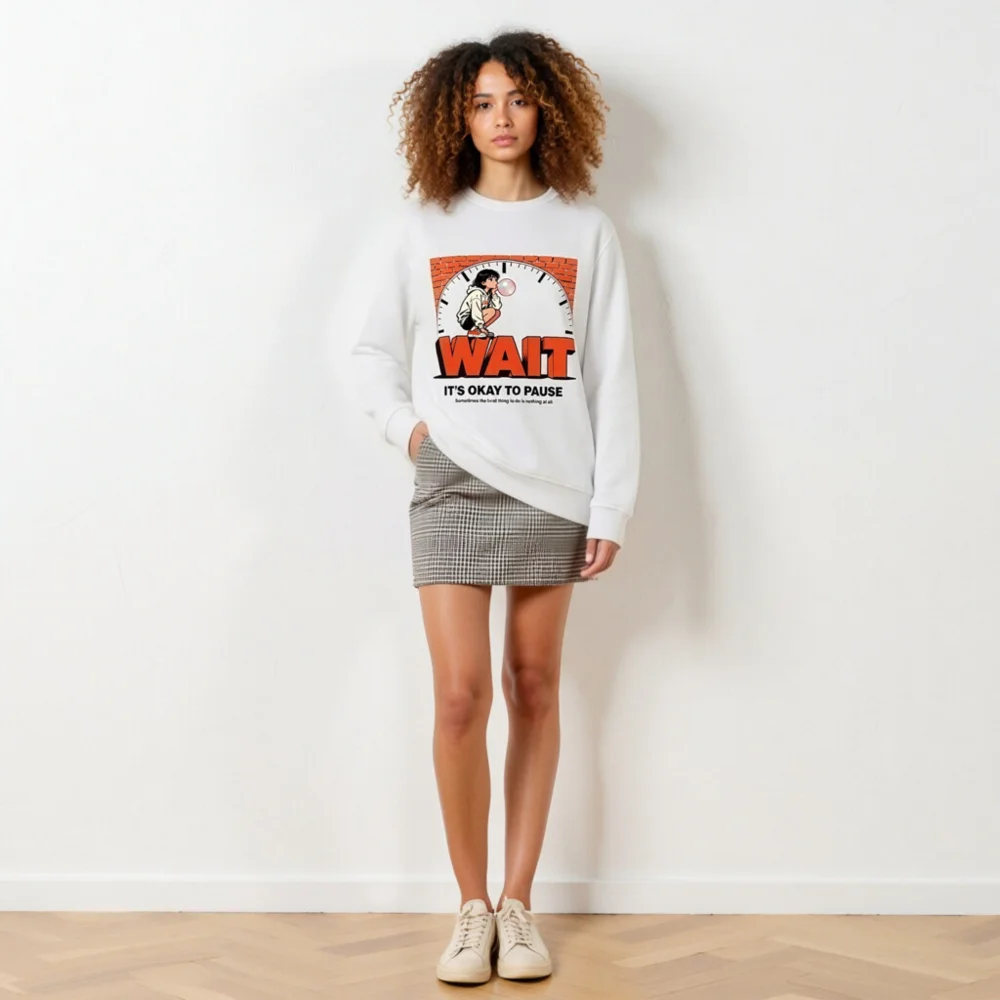 Unisex Organic Sweatshirt – 'Wait' Graphic Hoodie for Mindful Pauses - Image 6