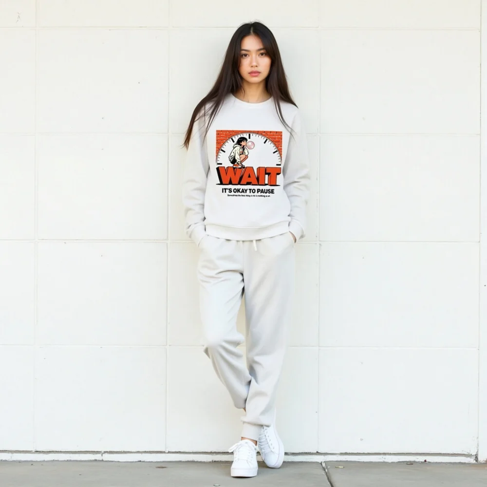 Unisex Organic Sweatshirt – 'Wait' Graphic Hoodie for Mindful Pauses - Image 10