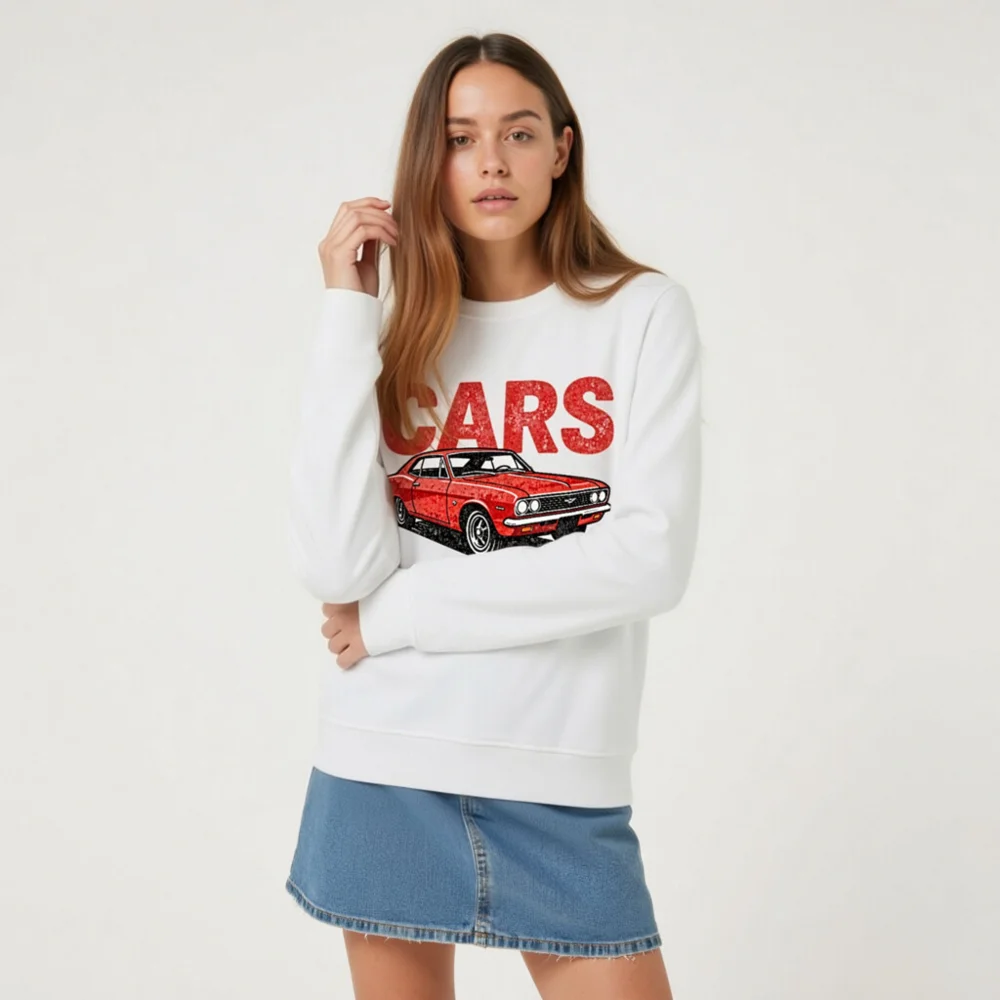 Cars Make Me Happy Sweatshirt – Unisex Organic Cotton Graphic Pullover - Image 9