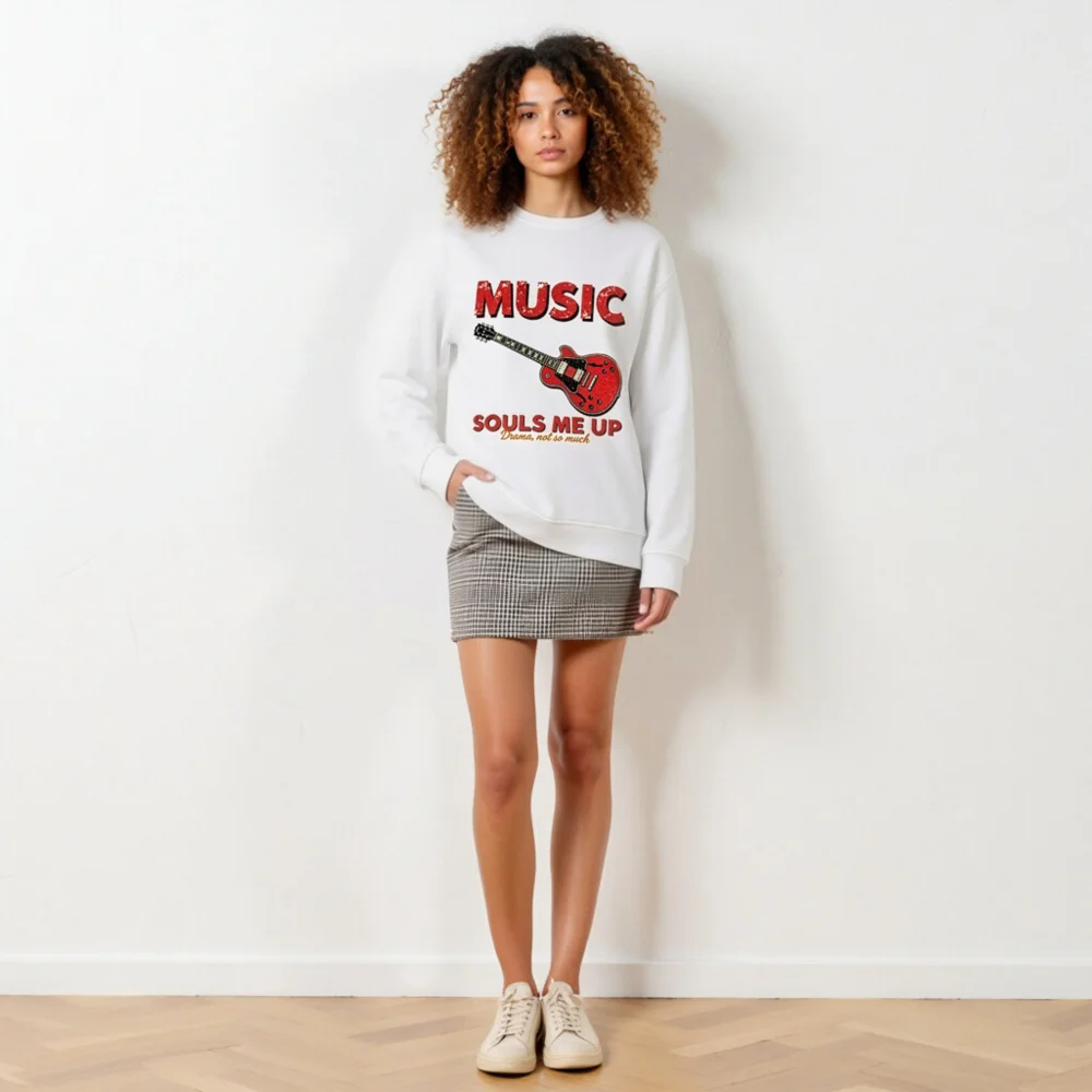 Organic Cotton Sweatshirt with Guitar Print – Music Souls Me Up - Image 6