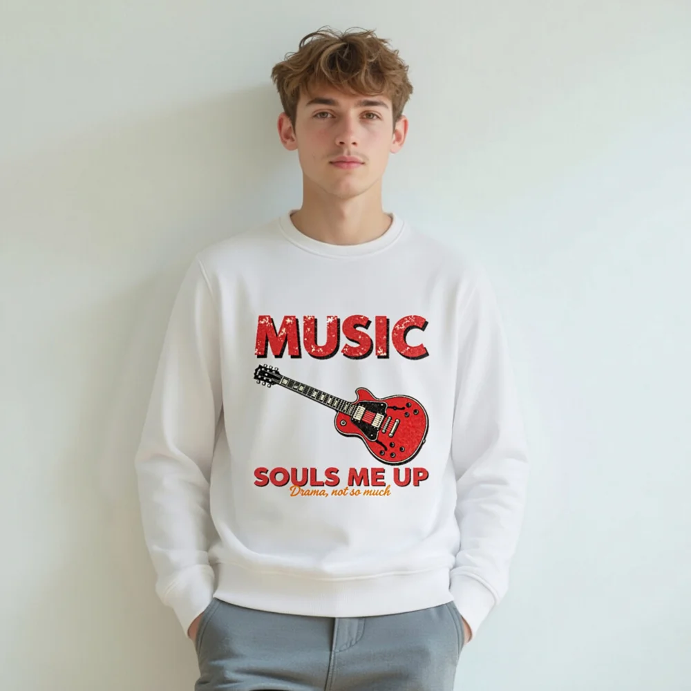 Organic Cotton Sweatshirt with Guitar Print – Music Souls Me Up - Image 8