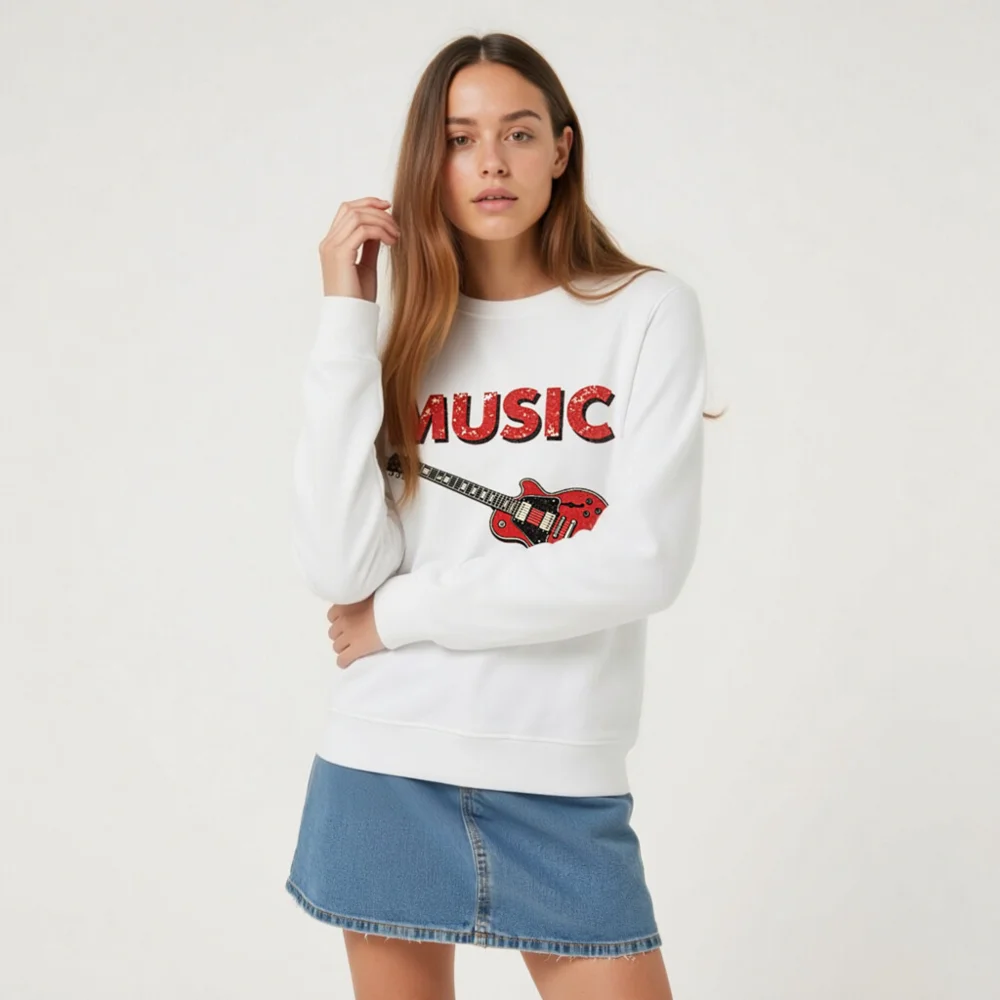 Organic Cotton Sweatshirt with Guitar Print – Music Souls Me Up - Image 9