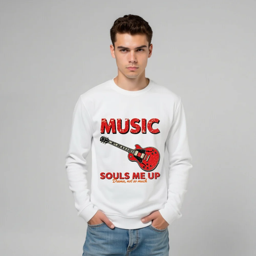 Organic Cotton Sweatshirt with Guitar Print – Music Souls Me Up - Image 11