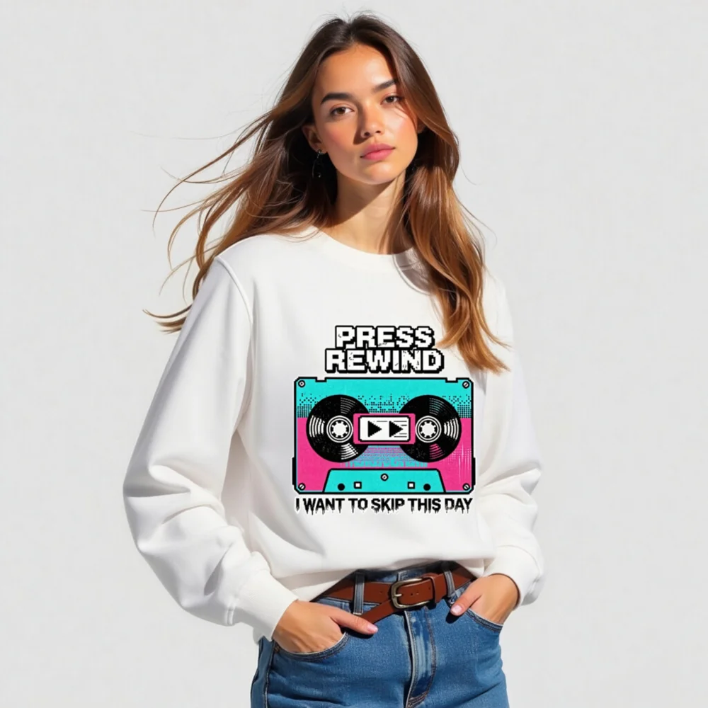 Press Rewind Sweatshirt – Unisex Organic Cotton Graphic Hoodie - Image 5