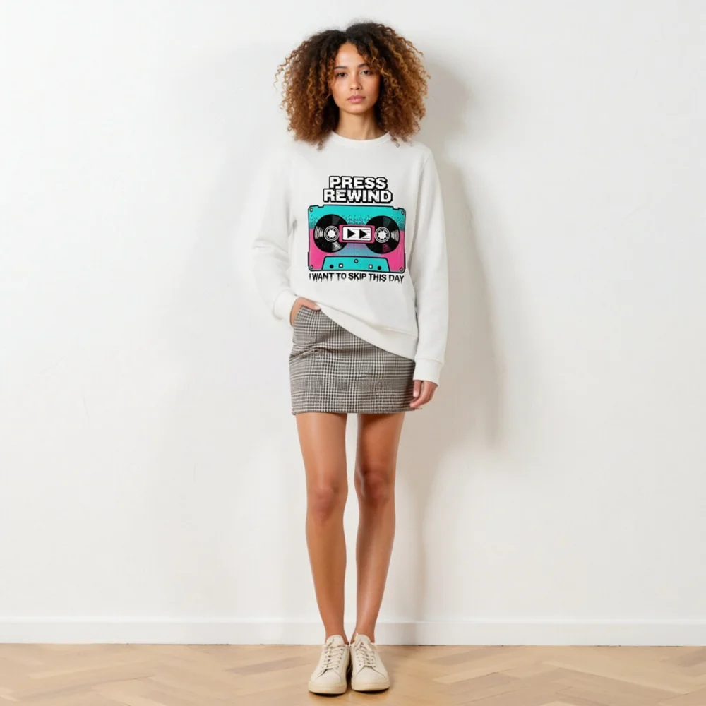 Press Rewind Sweatshirt – Unisex Organic Cotton Graphic Hoodie - Image 6