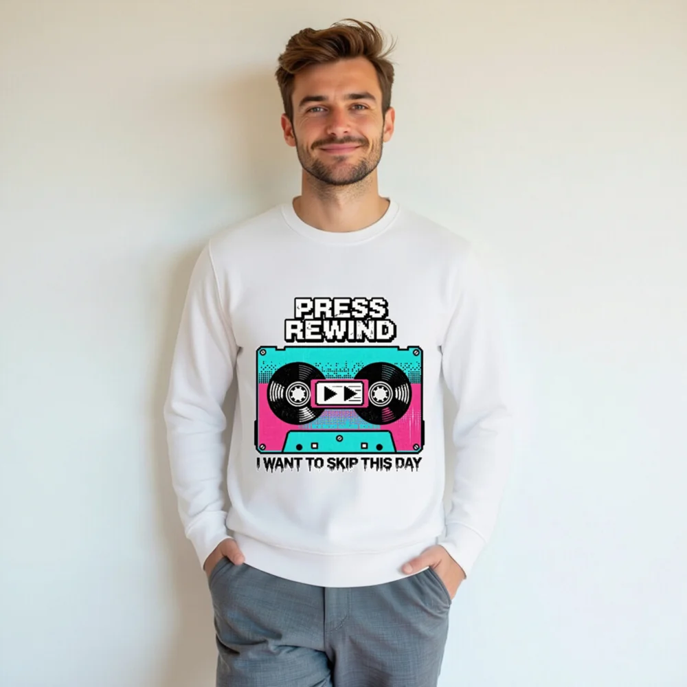 Press Rewind Sweatshirt – Unisex Organic Cotton Graphic Hoodie - Image 7