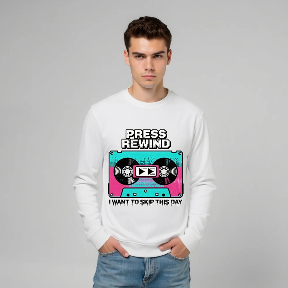 Press Rewind Sweatshirt – Unisex Organic Cotton Graphic Hoodie - Image 11