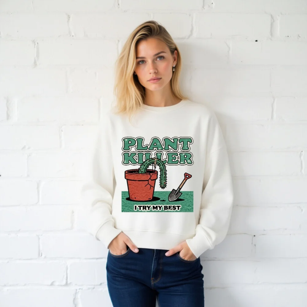 Plant Killer Sweatshirt - Unisex Organic Cotton Graphic Hoodie - Image 2