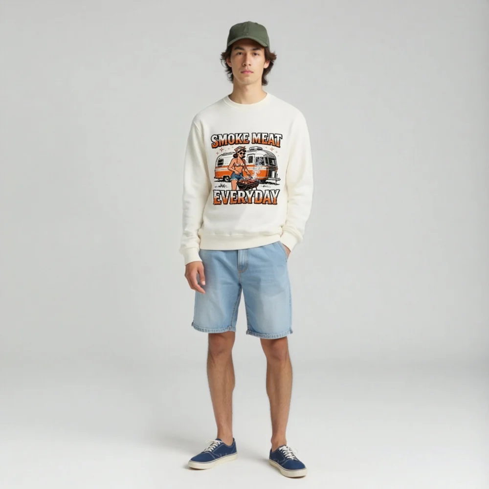 Smoke Meat Everyday Unisex Organic Sweatshirt - Image 3