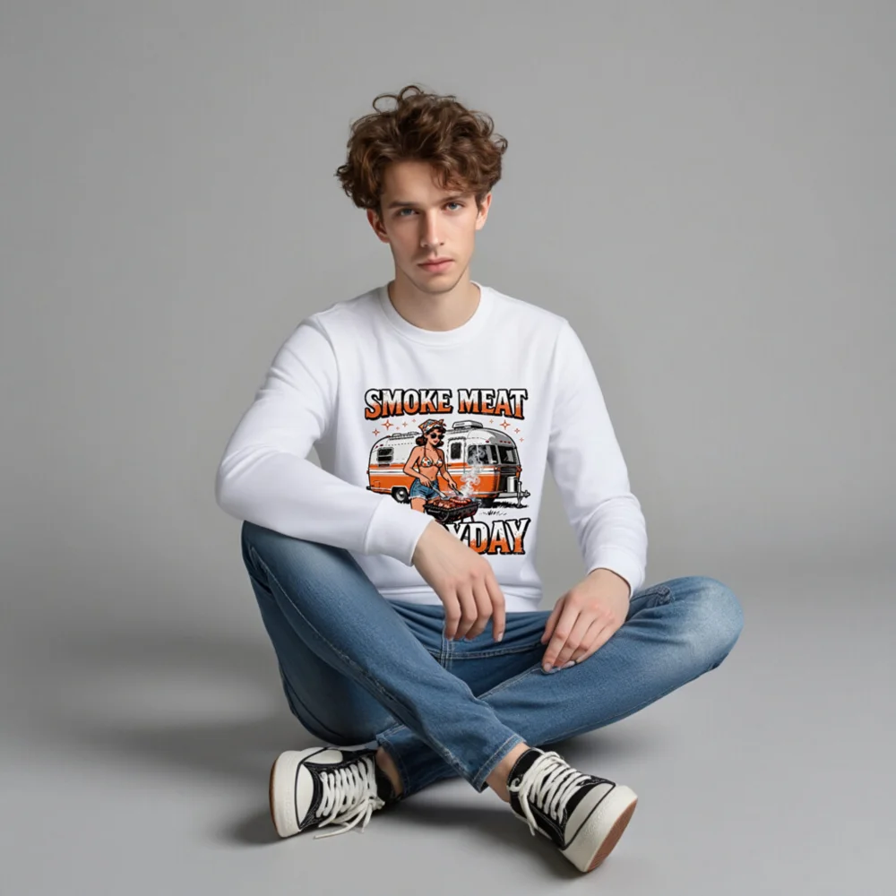 Smoke Meat Everyday Unisex Organic Sweatshirt - Image 4