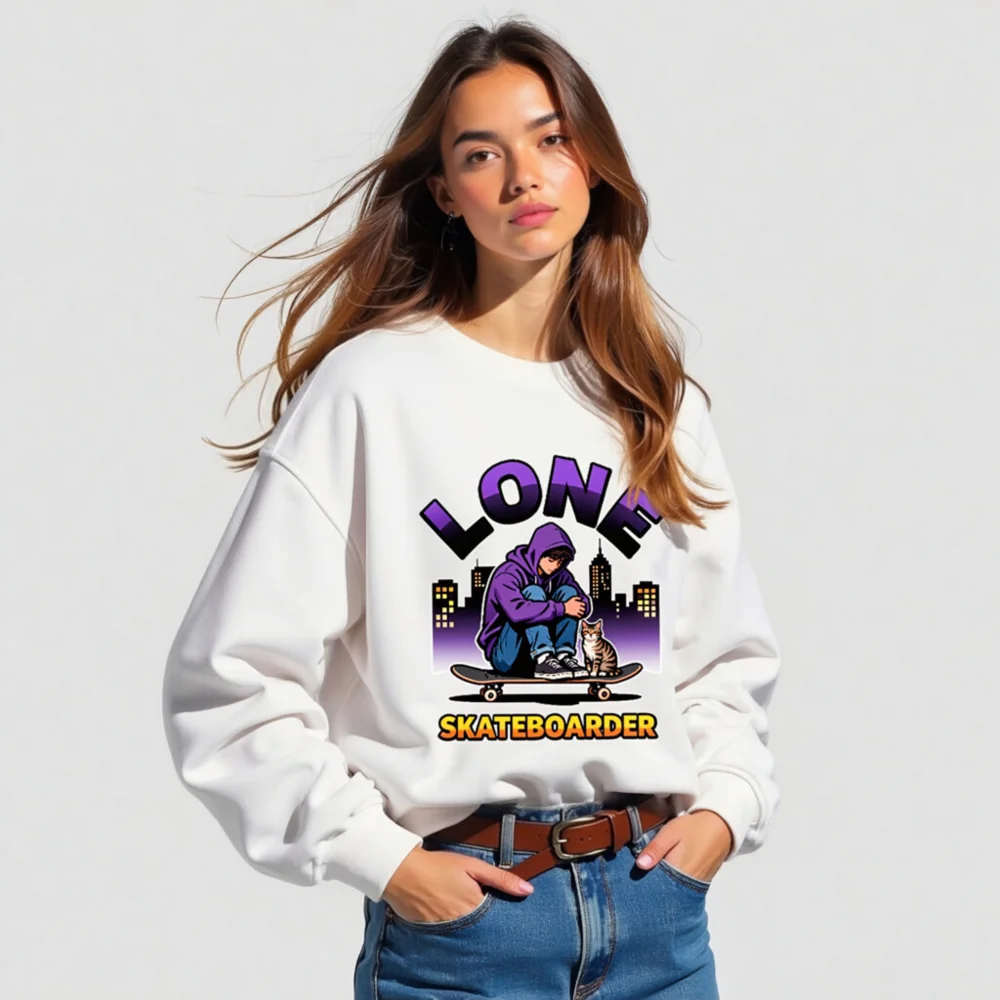 Lone Skateboarder Unisex Organic Cotton Sweatshirt - Image 5