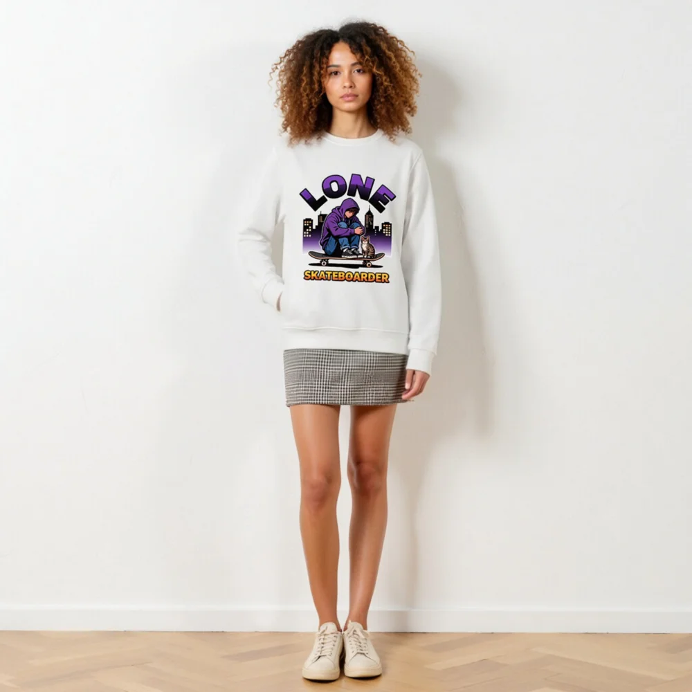 Lone Skateboarder Unisex Organic Cotton Sweatshirt - Image 6
