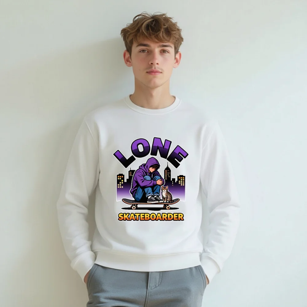Lone Skateboarder Unisex Organic Cotton Sweatshirt - Image 8