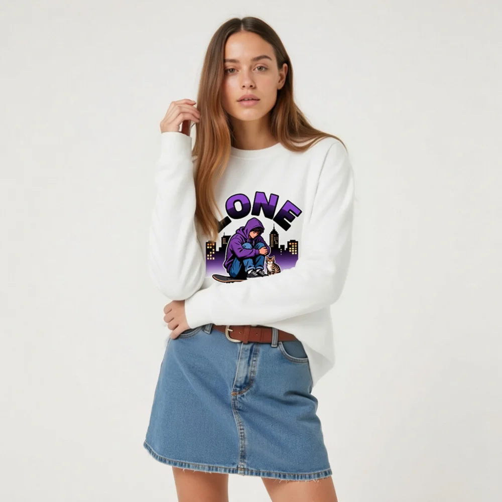 Lone Skateboarder Unisex Organic Cotton Sweatshirt - Image 9