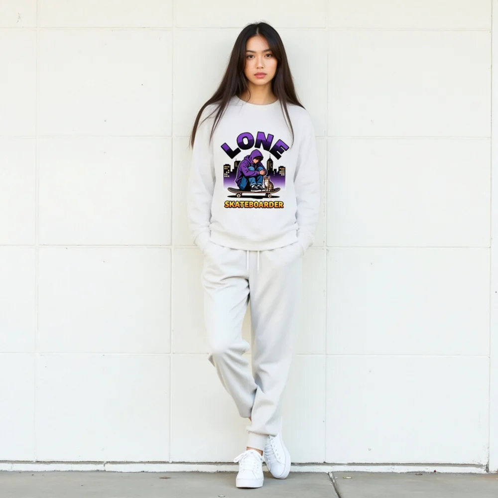 Lone Skateboarder Unisex Organic Cotton Sweatshirt - Image 10