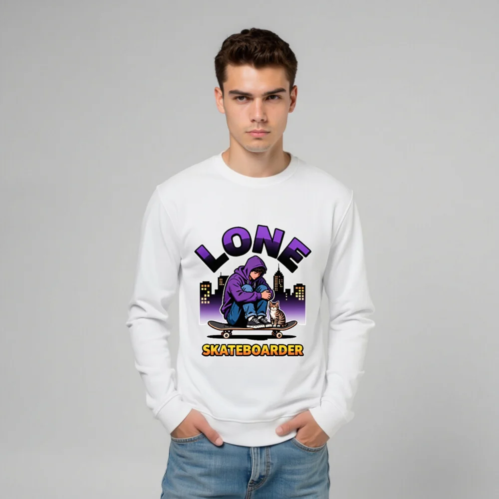 Lone Skateboarder Unisex Organic Cotton Sweatshirt - Image 11