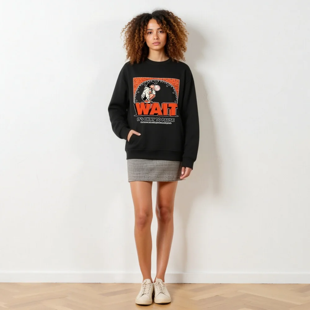 Unisex Organic Sweatshirt - 'Wait, It's Okay to Pause' Graphic Hoodie - Image 6