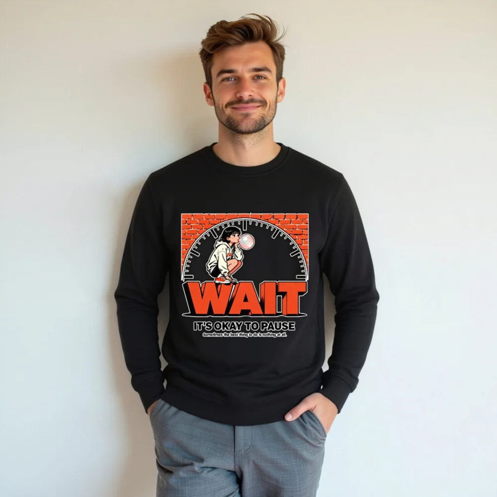 Unisex Organic Sweatshirt - 'Wait, It's Okay to Pause' Graphic Hoodie - Image 7