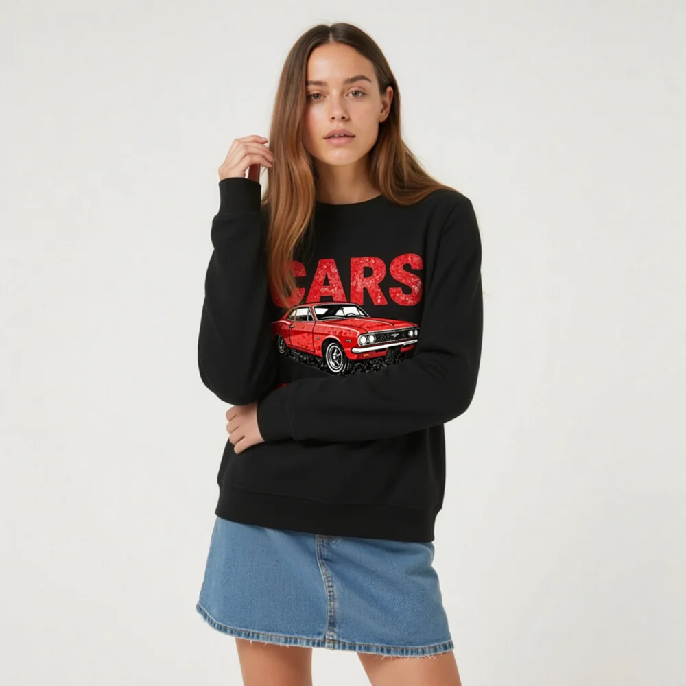 Cars Make Me Happy Sweatshirt – Unisex Organic Cotton Graphic Pullover - Image 9