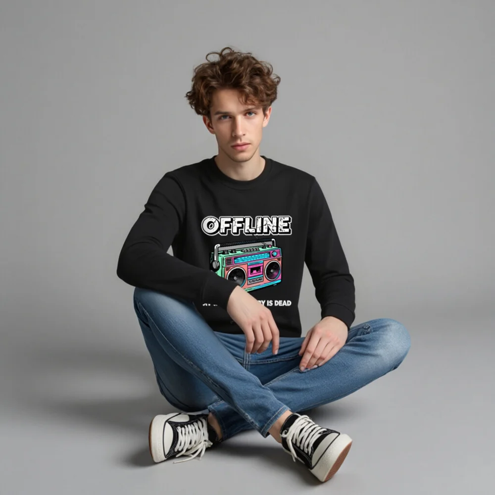 Offline My Social Battery Is Dead Sweatshirt - Unisex Organic Crewneck - Image 4