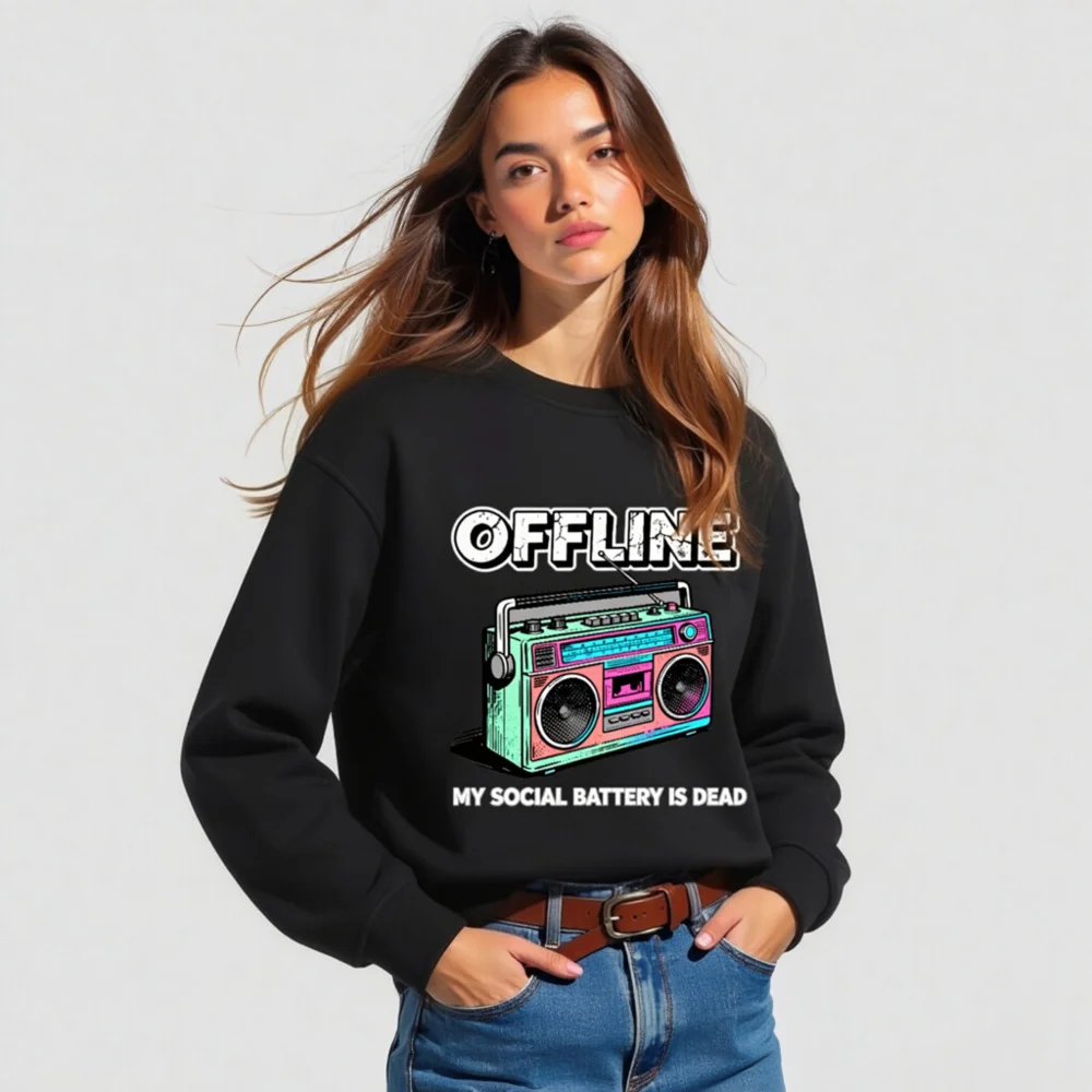Offline My Social Battery Is Dead Sweatshirt - Unisex Organic Crewneck - Image 5