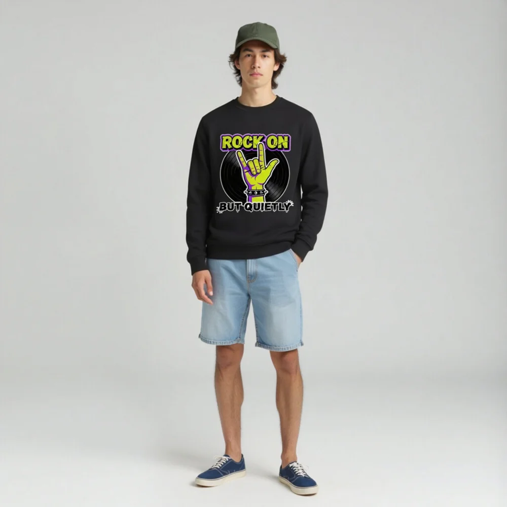 Rock On But Quietly Unisex Organic Sweatshirt - Image 3