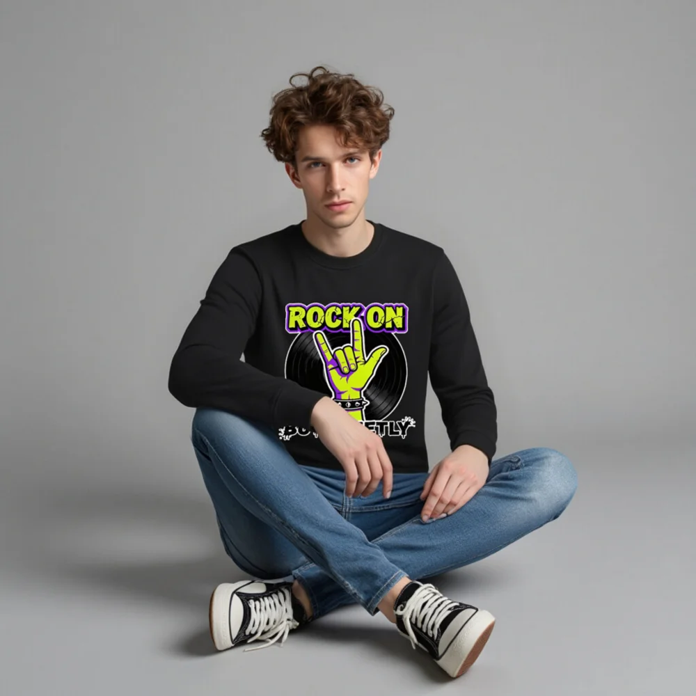 Rock On But Quietly Unisex Organic Sweatshirt - Image 4