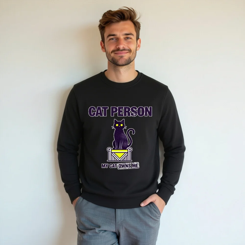 Cat Person Sweatshirt – Unisex Organic Cotton Graphic Hoodie - Image 7