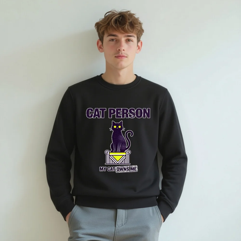 Cat Person Sweatshirt – Unisex Organic Cotton Graphic Hoodie - Image 8