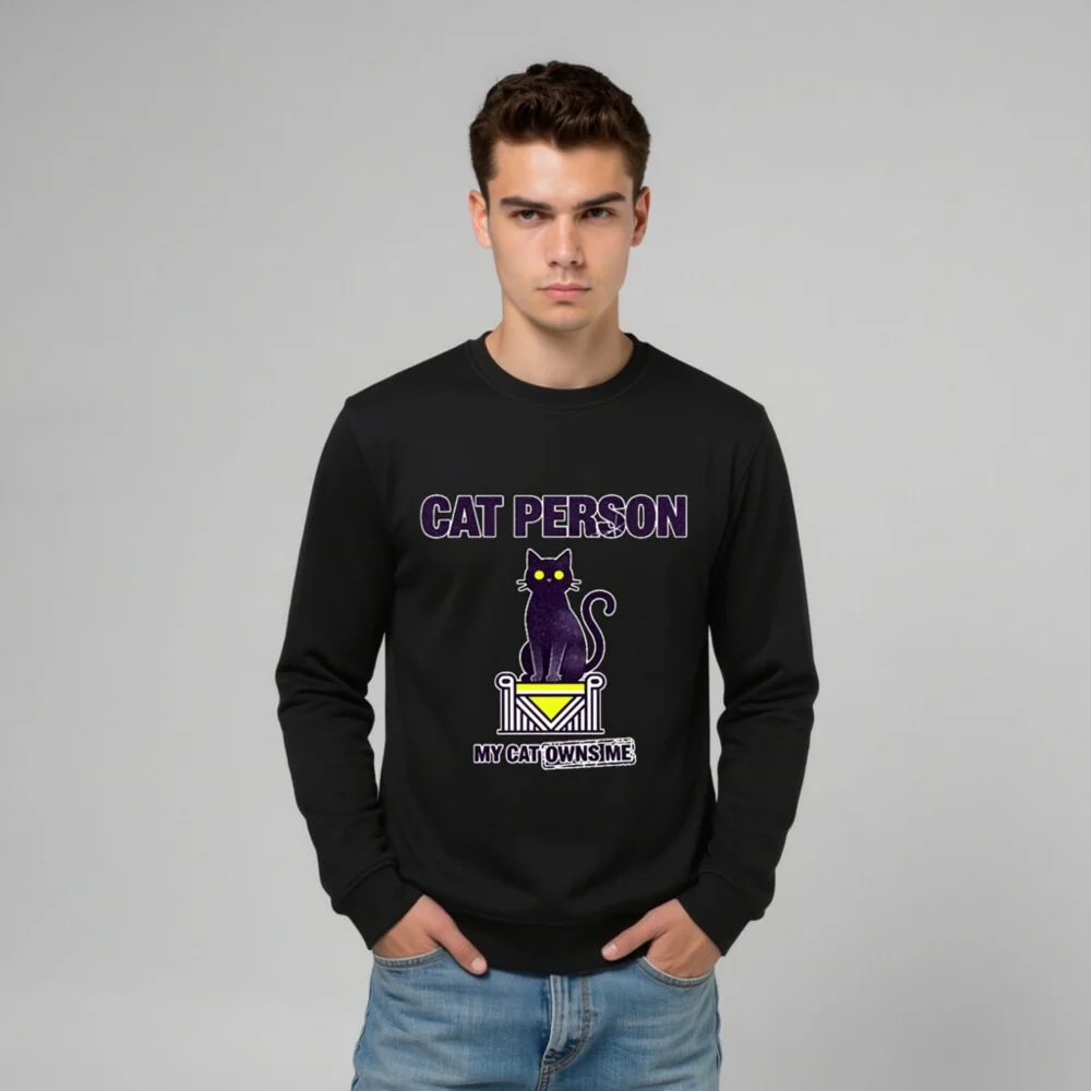 Cat Person Sweatshirt – Unisex Organic Cotton Graphic Hoodie - Image 11