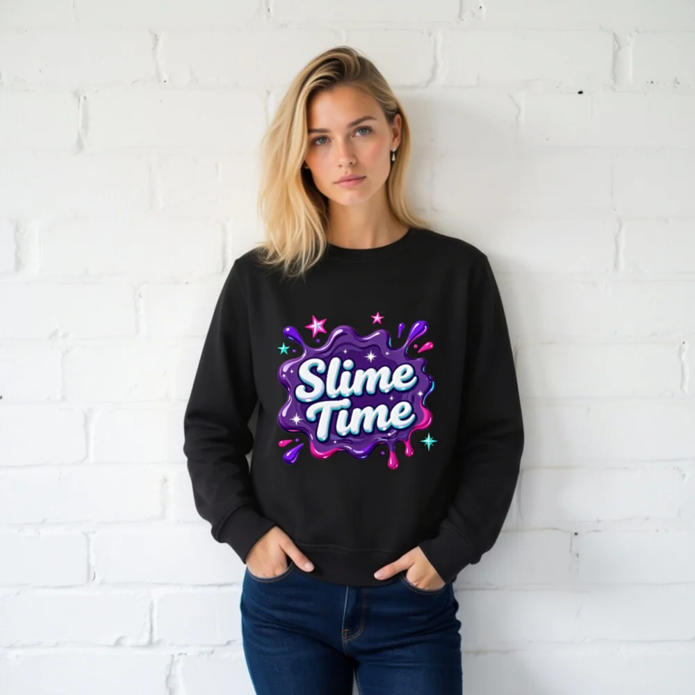 Slime Time Unisex Organic Cotton Sweatshirt - Fun Graphic Hoodie - Image 2