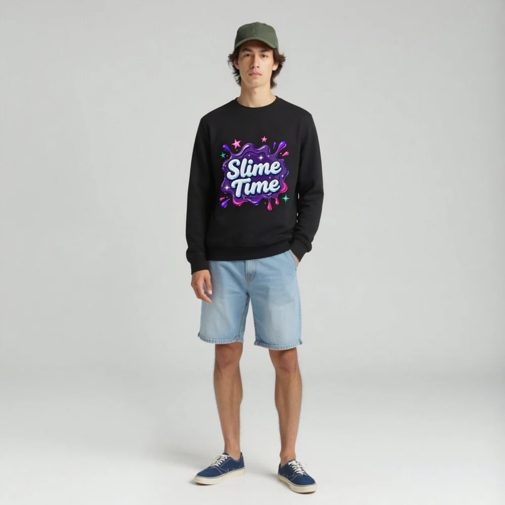 Slime Time Unisex Organic Cotton Sweatshirt - Fun Graphic Hoodie - Image 3