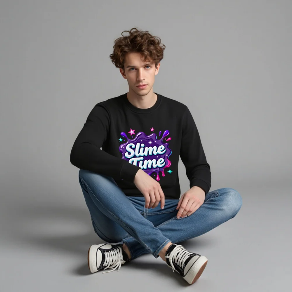 Slime Time Unisex Organic Cotton Sweatshirt - Fun Graphic Hoodie - Image 4