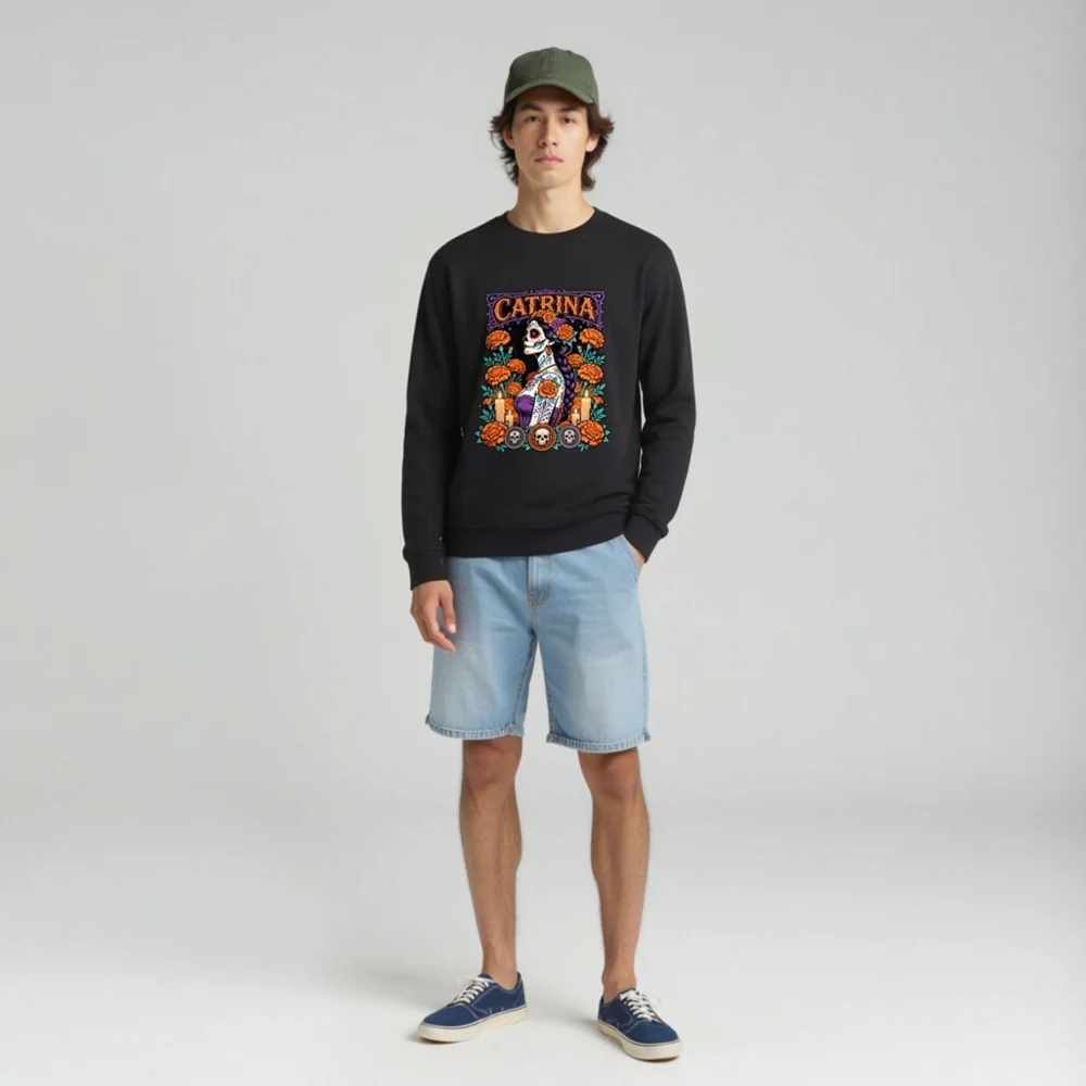 Catrina Day of the Dead Unisex Organic Sweatshirt - Image 3