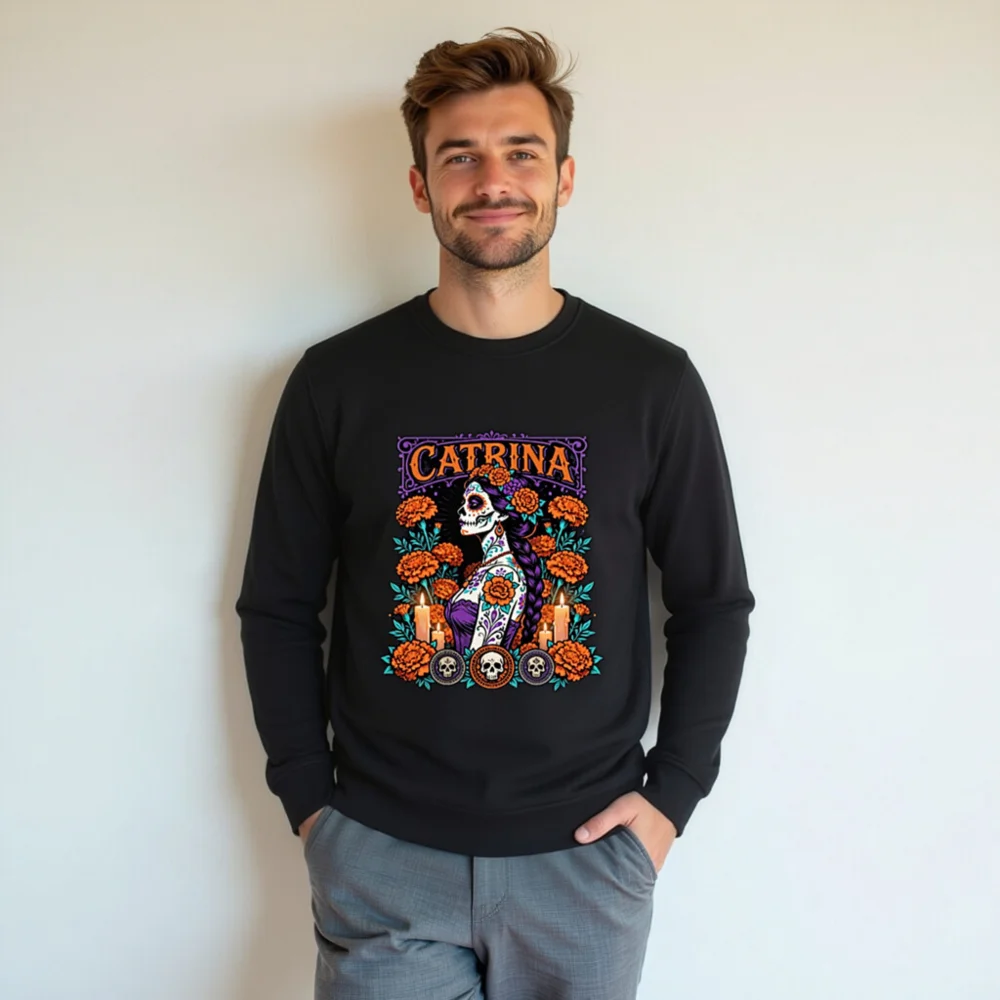 Catrina Day of the Dead Unisex Organic Sweatshirt - Image 7