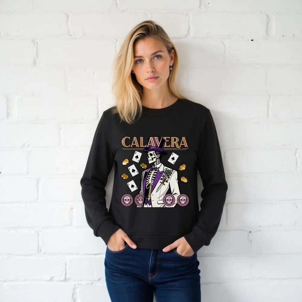 Calavera Skeleton Unisex Organic Sweatshirt - Gothic Punk Streetwear - Image 2