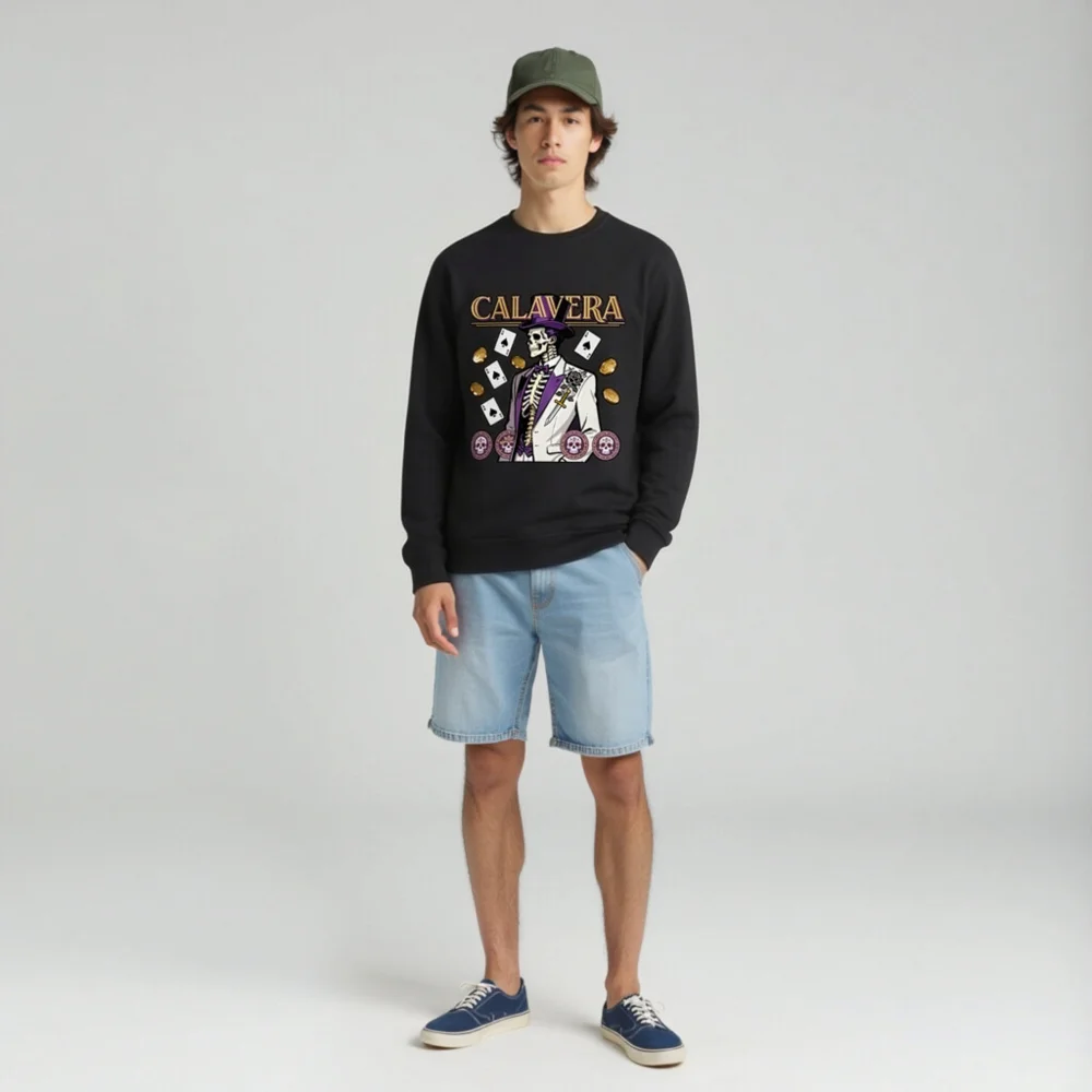 Calavera Skeleton Unisex Organic Sweatshirt - Gothic Punk Streetwear - Image 3
