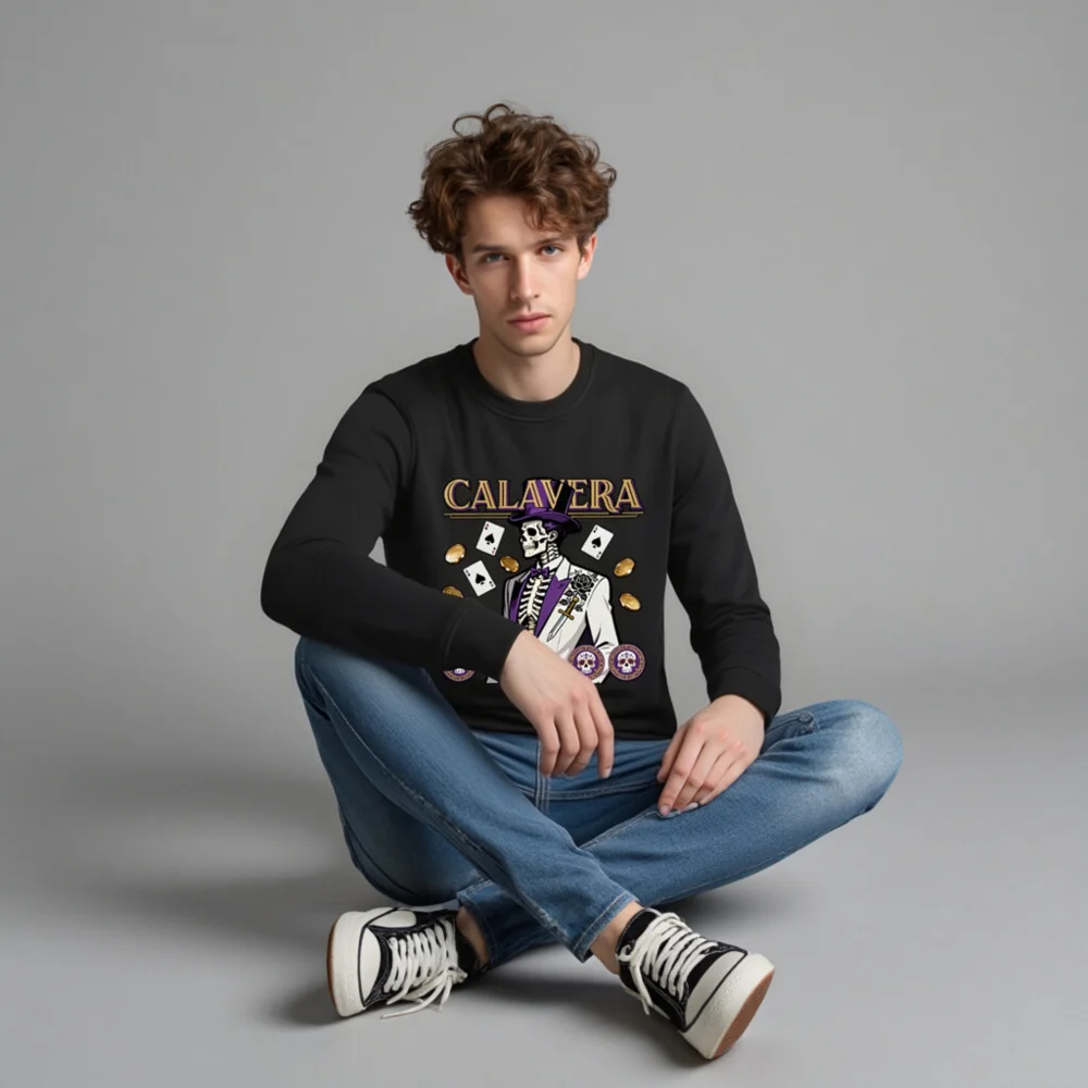 Calavera Skeleton Unisex Organic Sweatshirt - Gothic Punk Streetwear - Image 4