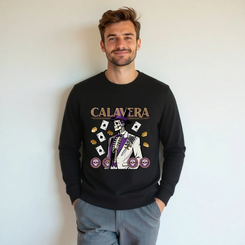 Calavera Skeleton Unisex Organic Sweatshirt - Gothic Punk Streetwear - Image 7