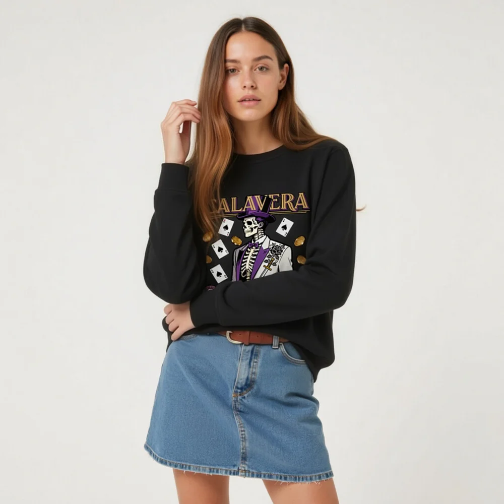 Calavera Skeleton Unisex Organic Sweatshirt - Gothic Punk Streetwear - Image 9